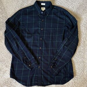 J. Crew Classic Fit Dark Blue and Green Checkered Button Up Shirt